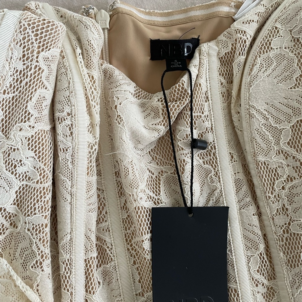 NBD Belladonna mini dress in ivory, S, NWT
